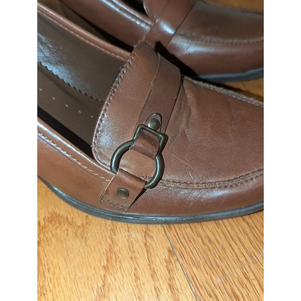 90s Dark Academia Loafer Heels Brown Leather Connie Womens 10M Y2K Kylie Pumps
